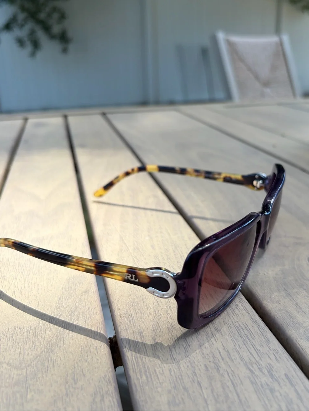 Ralph Lauren Purple Gradient Square Sunglasses with Tortoise Arms - Designer